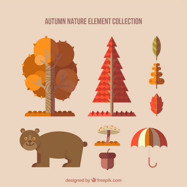 树木棕熊秋季素材
