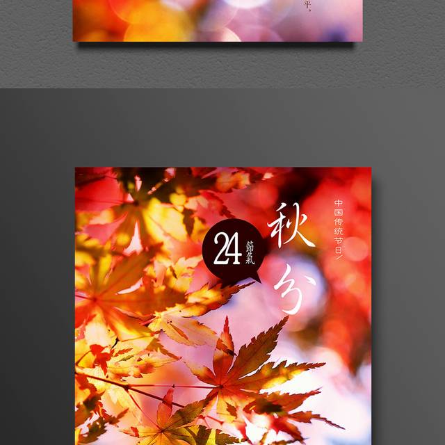 唯美枫叶秋分海报