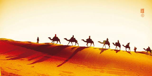 烈日沙漠骑骆驼广告背景