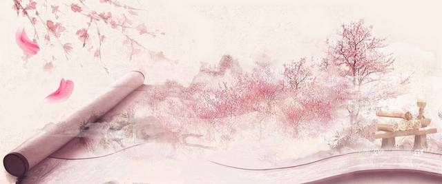 粉色花卉树木广告背景