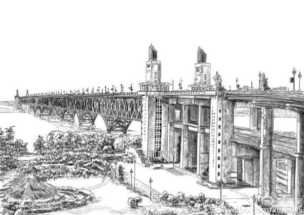 南京长江大桥画画图片