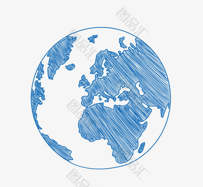 蓝色手绘地球 图品汇