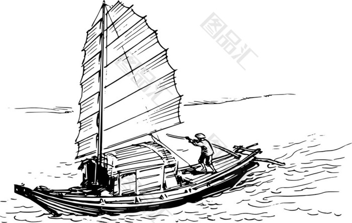 古代的帆船怎么画简单图片
