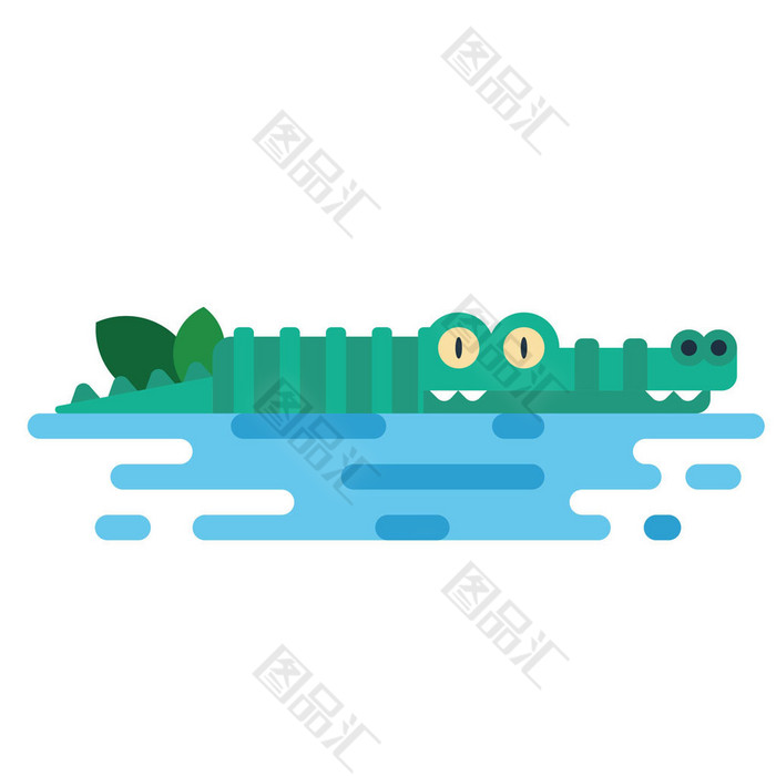 卡通水中的鳄鱼素材 图品汇