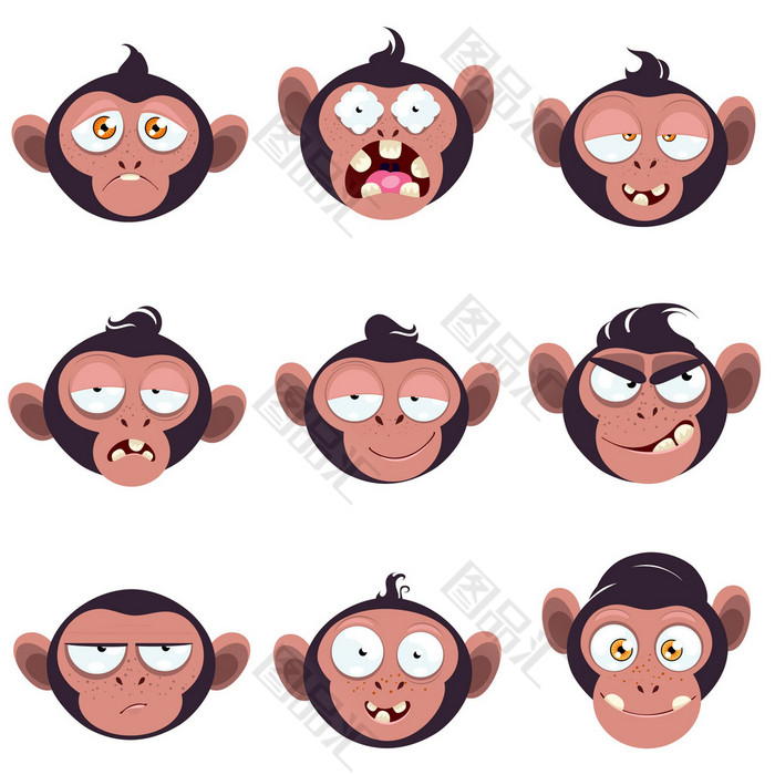 卡通各种表情猴子素材 图品汇