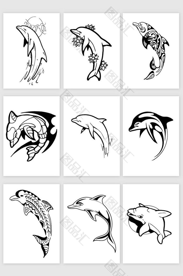 海豚仿生设计手绘图片