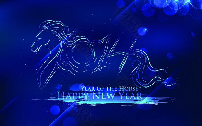 蓝色马年新年背景 图品汇