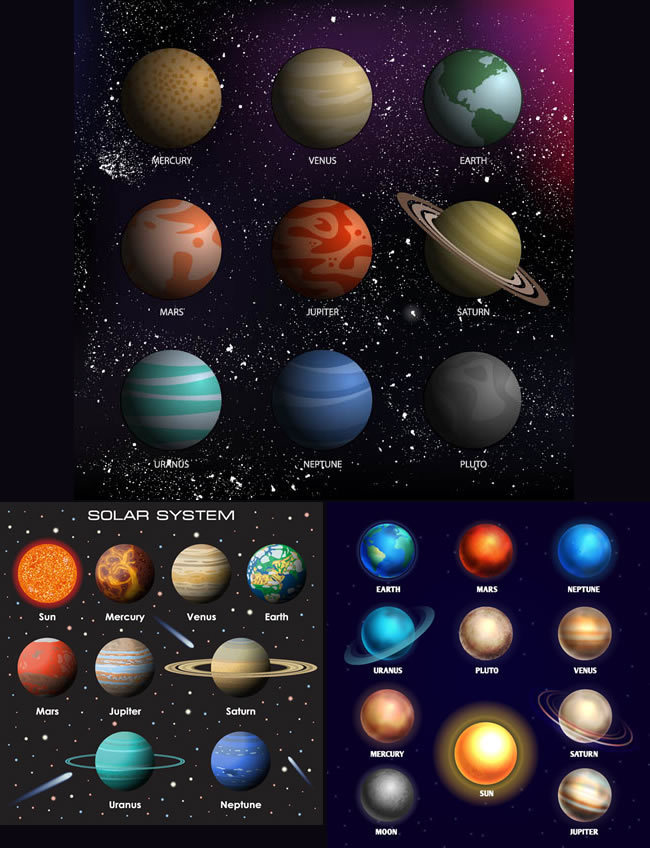 该作品主要内容是太阳系八大行星矢量图,格式为ai,颜色模式是rgb,源