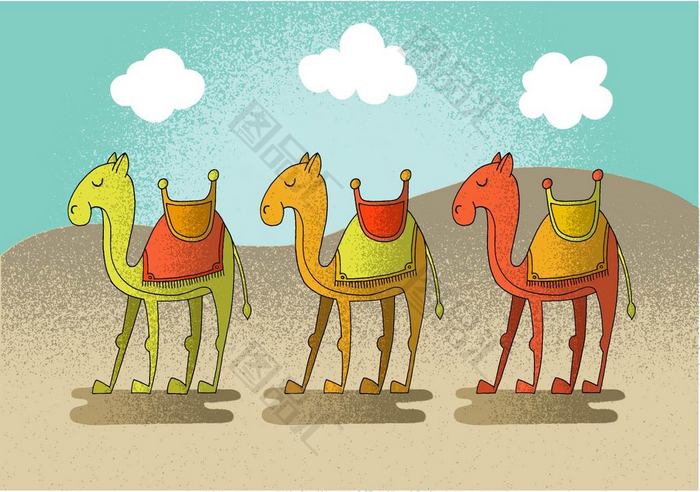 沙漠中的骆驼卡通素材 图品汇