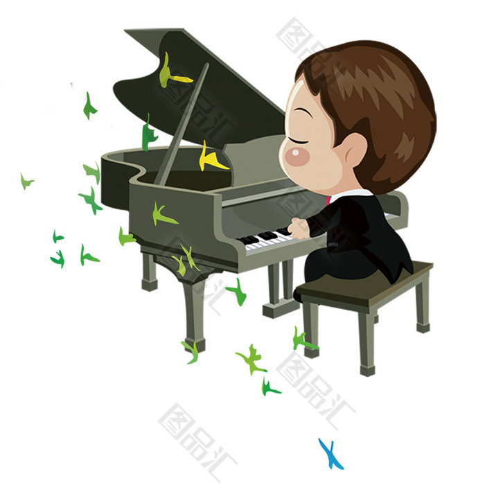 周杰伦卡通弹钢琴图片