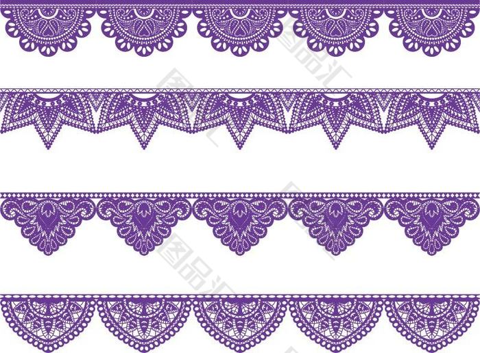 紫色蕾丝花纹花边素材 图品汇