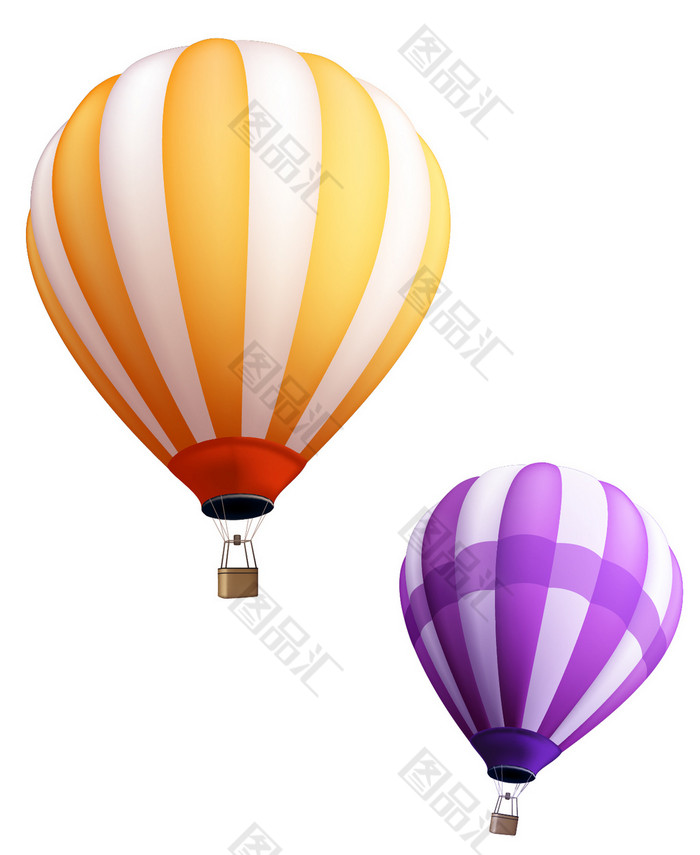 黄紫热气球漂浮素材 图品汇