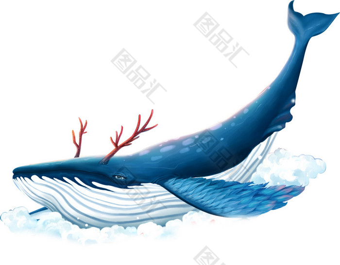 蓝色卡通鲸鱼素材 图品汇