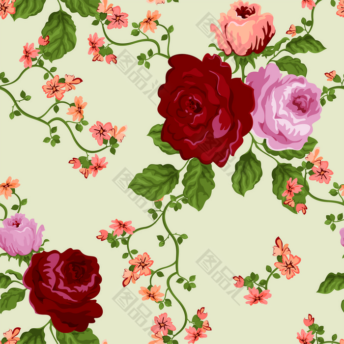 欧式玫瑰花背景图案 图品汇