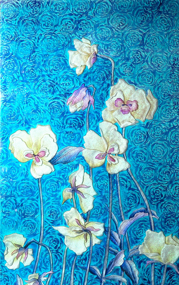 蓝白花朵玄关画