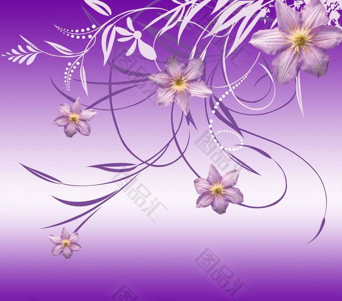 图品汇优选并提供下载,该作品主要内容是精美时尚渐变紫色花朵装饰画
