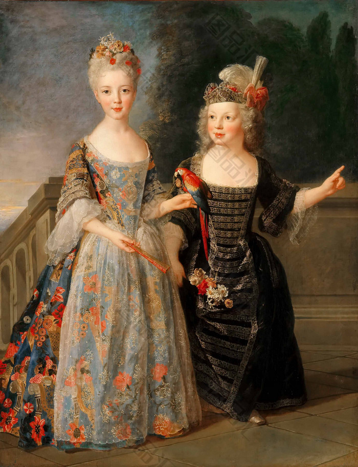 两个贵族女孩宫廷油画