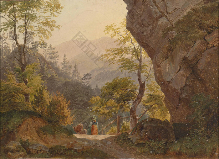 悬崖边的树绘画图片