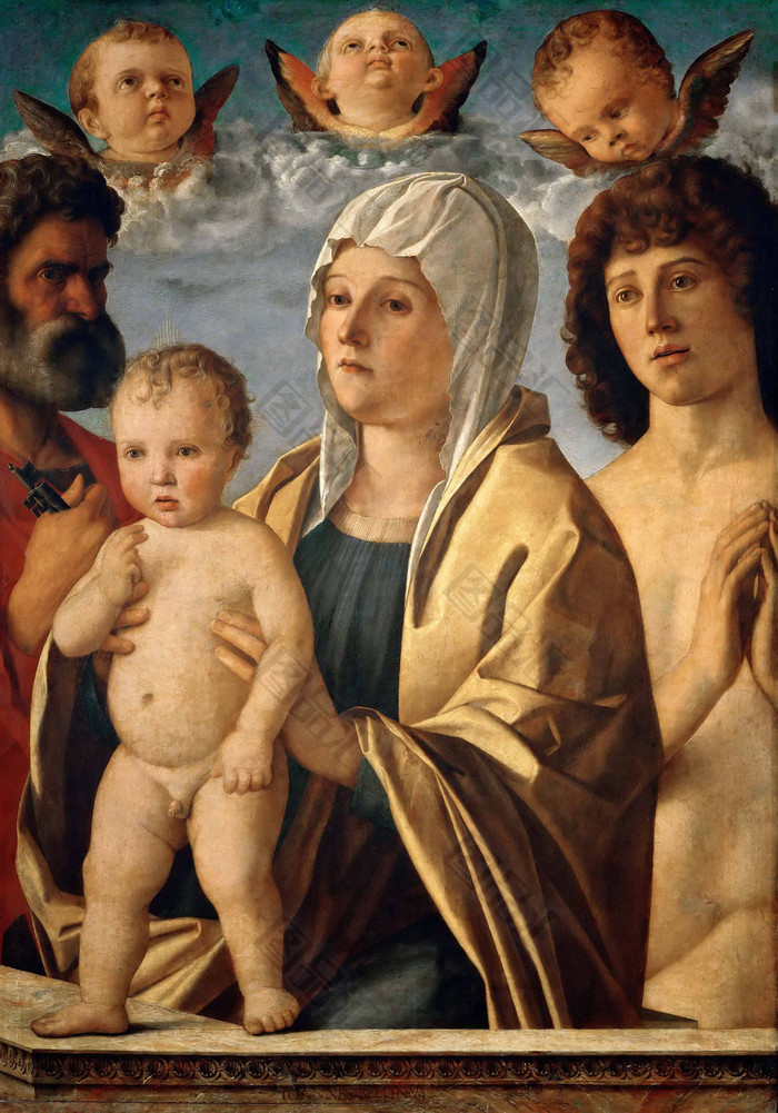 麦当娜和圣徒彼得和塞巴斯蒂安的孩子油画装饰画
