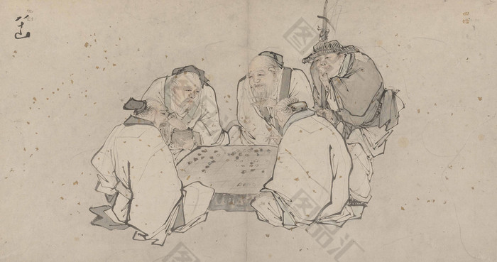 下棋人物装饰画