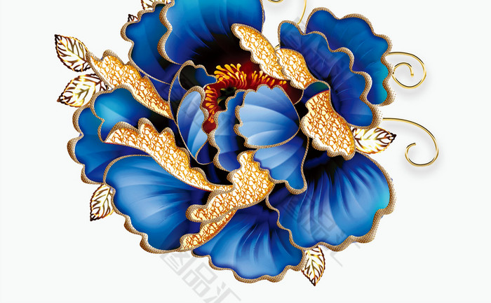 中国风蓝色花刺绣素材 图品汇