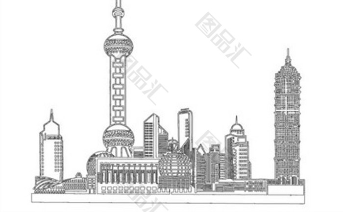 上海明珠风景速写图片