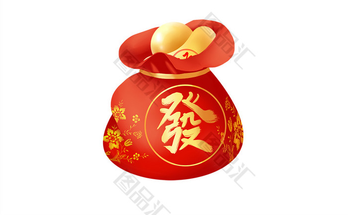 红色喜庆牛年春节福袋金元宝素材 图品汇
