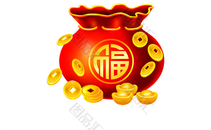 新年福袋金币金元宝素材 图品汇