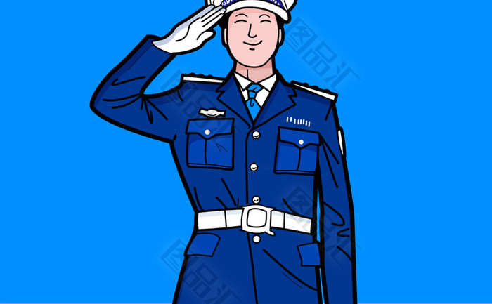 蓝色漫画卡通人物警察