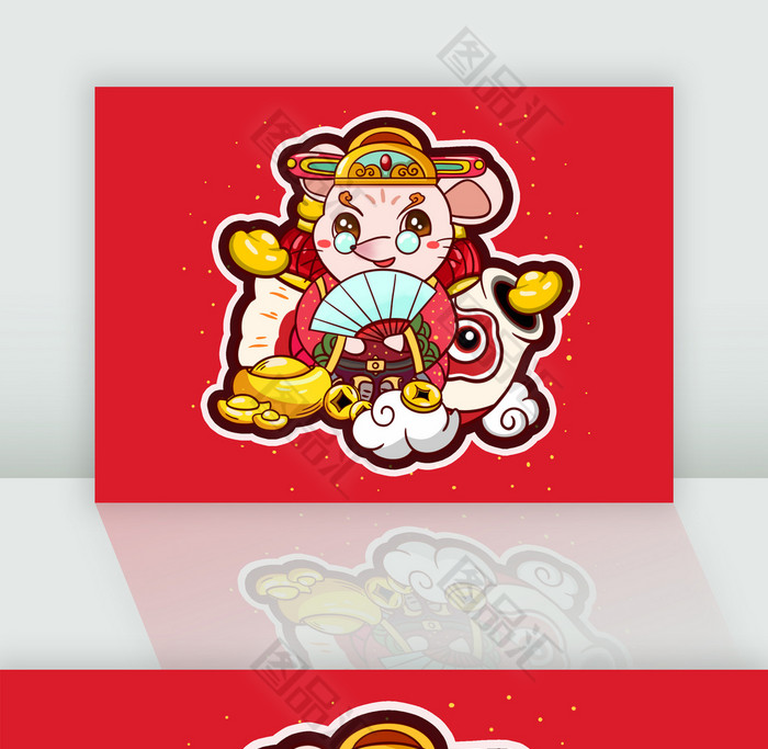 扁平描边鼠年贺新春春节插画 扁平描边鼠年贺新春春节插画