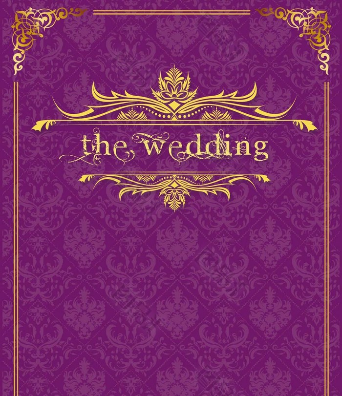 婚礼请柬紫色花纹边框 图品汇