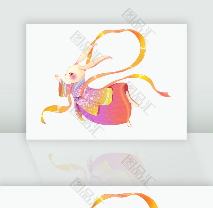 手绘精美古装玉兔中秋节插画素材 手绘精美古装玉兔中秋节插画素材