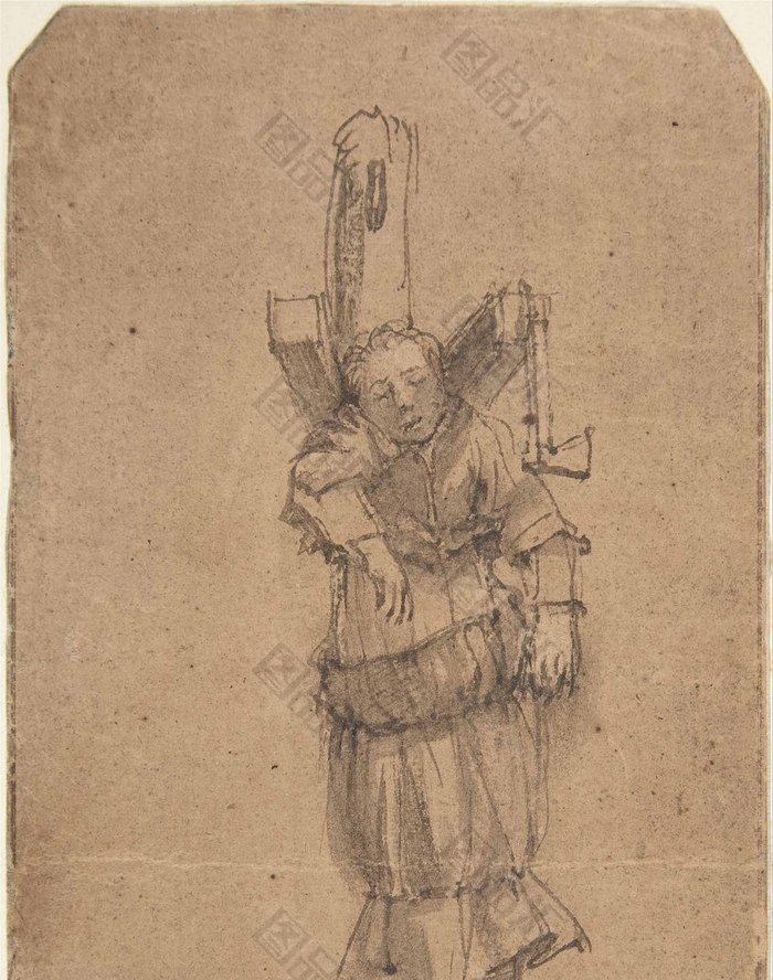 挂在绞刑架上的埃尔斯杰克里斯蒂安素描画